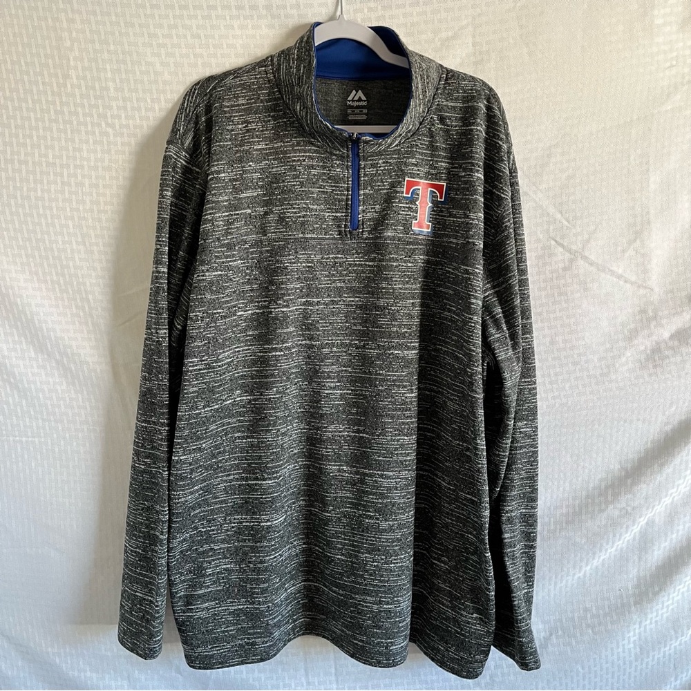 Majestic Texas Ranger 1/4 Zip Pullover Charcoal Lightweight Space-Dye Size 3XL